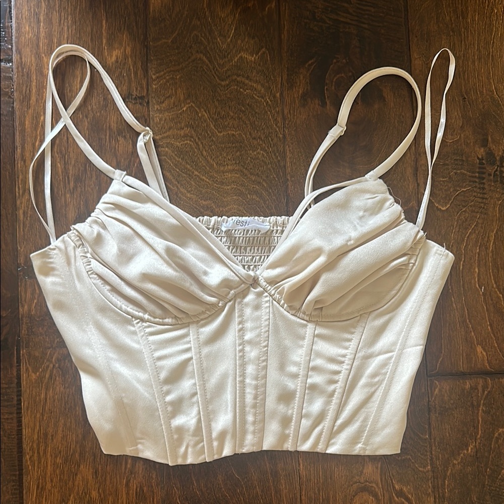 Vestique Cream Satin Corset Top